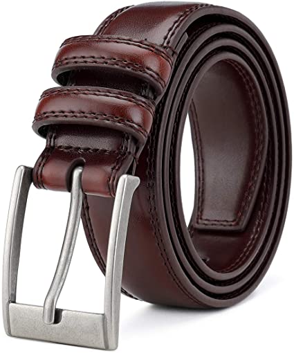 MOZETO Men's Belt, 1 1/8" Wide Genuine Leather Dress Belts for Men, Anti-cracking Casual Jeans Black Solid Belt in Gift Box