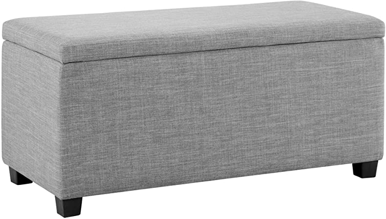 AmazonBasics 35.5"L Storage Bench Ottoman, Light Grey