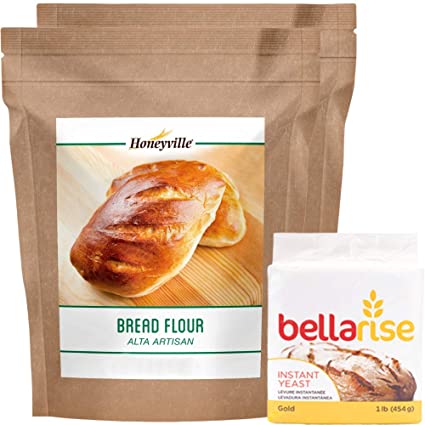 Honeyville Bread Flour Yeast Bundle - 4.4 LB Flour (Pack of 2), 1 LB Yeast (Pack of 1)