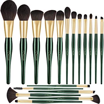 BESTOPE Makeup Brushes Set, 18 PCs Malachite Green Professional Cosmetic Brushes Premium Synthetic for Blending Foundation Powder Blush Concealers Highlighter Eye Shadows Brushes Kit