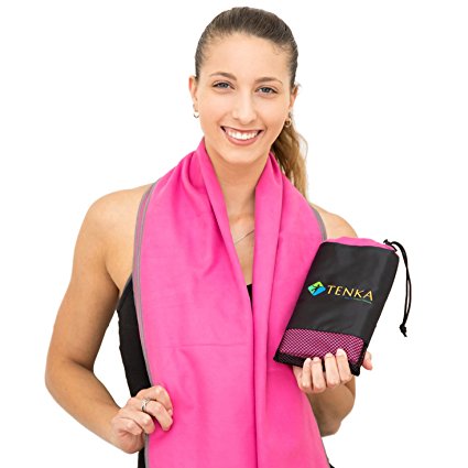 Microfiber Sports and Travel Towel - The Best Fast Drying Super Absorbent Lightweight Compact Towel with Premium Quality Mesh Bag. Ideal for Travelling, Sports, Yoga, Gym and Camping.