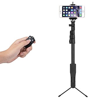 Accmor ST1 Bluetooth Selfie Stick with Tripod Stand for iPhone 6S Plus, 6 Plus, 6S, 6, 5S, Samsung Galaxy Note 6 5 4 3 S6 S5 S4 and Android Cell Phone, GoPro Camera