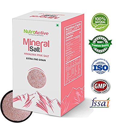 Nutroactive Mineral Salt, Himalayan Pink Salt Extra Fine Grain (0 - 0.5 Mm) 454 Gm For Cooking