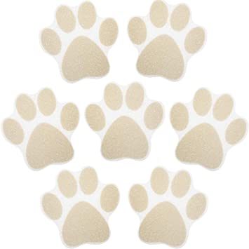 20 Pieces Non-Slip Bathtub Stickers Adhesive Paw Print Bath Treads Non Slip Traction to Tubs Bathtub Stickers Adhesive Decal Anti-slip Appliques for Bath Tub Showers, Pools, Boats, Stairs (Khaki)