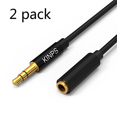 Kinps 2PCS 3M Audio Extension Cable Male to Female Cable for Phones, Headphones, Speakers, Tablets, PCs, MP3 Players and More