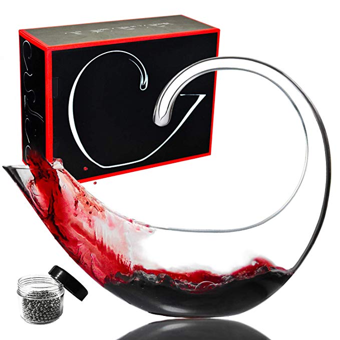 Amazing Home Scorpion Wine Decanter 100% Hand Blown Lead-free Crystal Glass,Prepackaged Red Wine Carafe,Wine Accessories,Luxury Gift Box Wrapped and Free Cleaning Beads Set