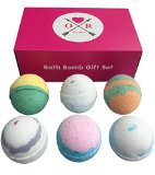 Bath Bombs Gift Set - 6 Extra Large Size 45 Oz Per Scent - Lavender Cucumber Melon Moonlight Rose Grapefruit Tangerine Black Raspberry Vanilla and Cool Water Aromatherapy Bath By Oliver Rocket