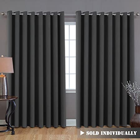 Extra Long and Wide Blackout Curtains, Thermal Insulated Premium Privacy Room Divider Window Treatment Drapes, 8' Tall by 8.5' Wide - Grommet Wider Curtain Large Size 100" W by 96" L - Charcoal Gray