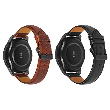 Gear S3 Frontier Band / Gear S3 Classic Band Genuine Leather Replacement Smart Watch Band for Samsung Gear S3 Classic Gear S3 Frontier sports Smartwatch (Brown Black)