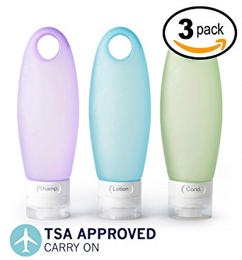 New Acrodo Silicone Travel Accessories Squeeze Bottles 3.3oz TSA Airline Approved, Refillable & Leak Proof Toiletry Bottle Tube Set for Shampoo, Lotion, & Cosmetics