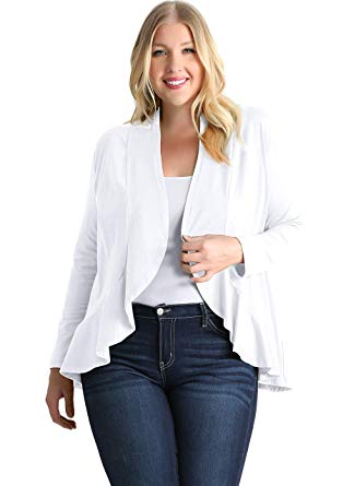 Plus Size Ruffle Cardigan Sweaters for Women - Made in USA