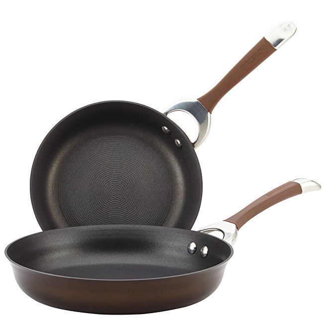 Circulon Symmetry Chocolate Hard-Anodized Nonstick Twin Pack 9-Inch and 11-Inch French Skillet Set, Brown