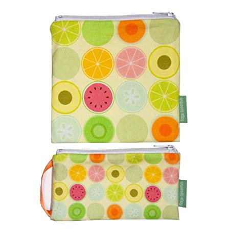 Sage Spoonfuls Reusable Sandwich and Snack Bag Snackie and Munchie Set, Fruit Dots