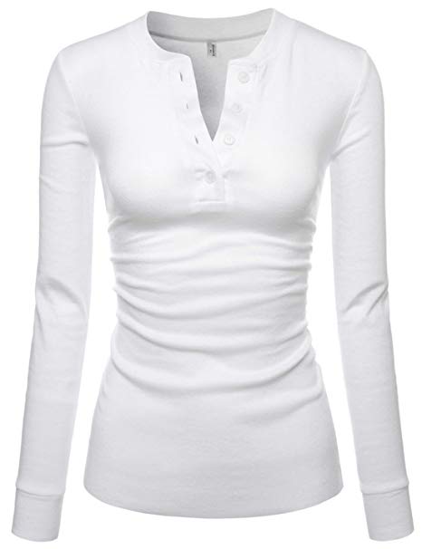 NEARKIN Womens Slim Cut Characteristic Hem Design Long Sleeve Tshirt