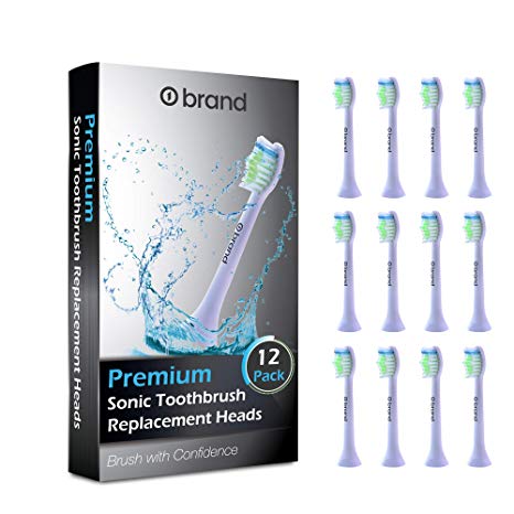 12 Pack o1brand Toothbrush Heads Compatible with Philips Sonicare, Premium Sonicare Brush Heads, Phillips Sonicare Replacement Heads, Philips Sonicare Toothbrush Heads, DiamondClean, FlexCare