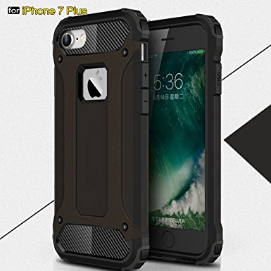iPhone 7 Plus case,TURNMEON ArmorBox Daul Layer [Full body] [Heavy Duty Protection ] Shock Absorption / Bumper Case for Apple iPhone 7 Plus 5.5inch(Black)