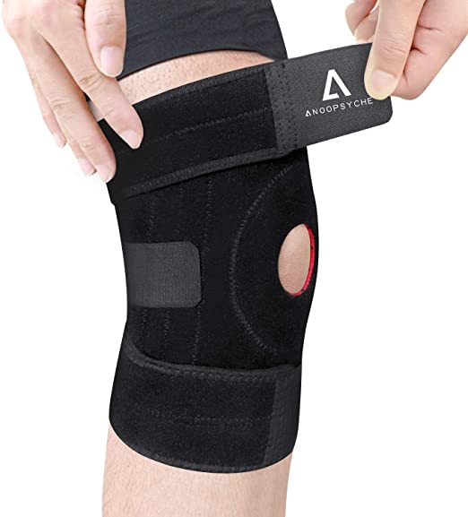 Anoopsyche Knee Support for Men Women, Adjustable Open-Patella Neoprene Knee Brace with Anti-Slip Strips - For Arthritis, Joint Pain, Meniscus Pain Relief, Sports Running Injury Rehabilitation