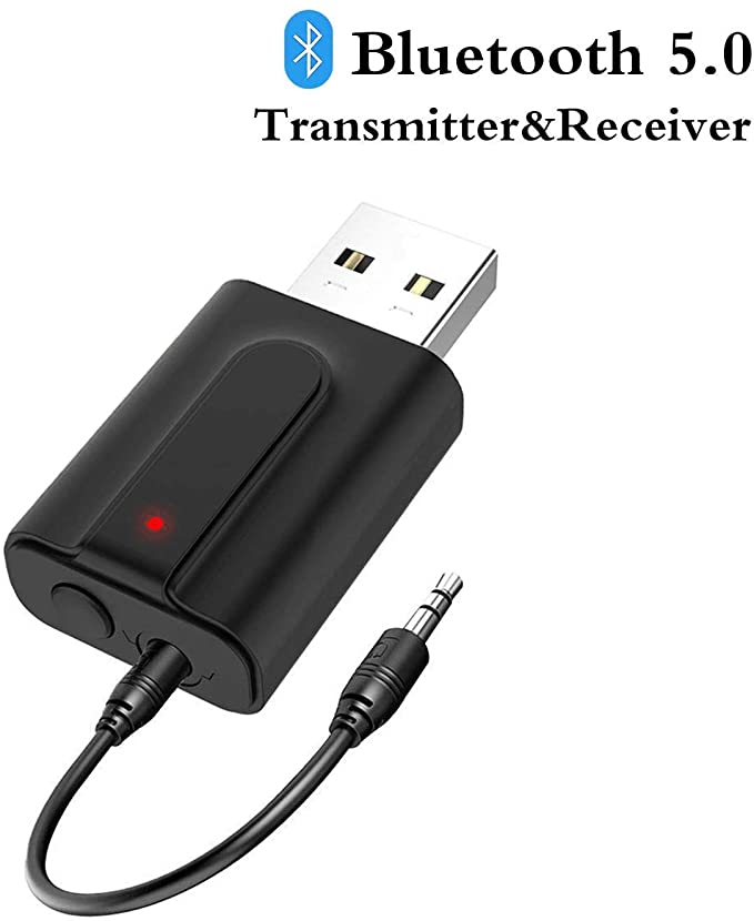 VR-robot Bluetooth 5.0 Transmitter Receiver Adapter, USB Bluetooth Receiver/Transmitter of Low-Latency, Wireless Audio Adapter for TV Home/Car/Laptop Audio