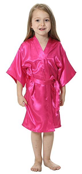 JOYTTON Kids' Satin Rayon Kimono Robe Bathrobe for Spa Party Wedding Birthday