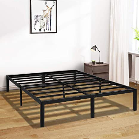 KINGSO 14 Inch Metal Platform Bed Frame/Heavy Duty Steel Slat/Anti-Slip Support/Easy Assembly/Mattress Foundation/Under Bed Storage/Noise Free/No Box Spring Needed, Full