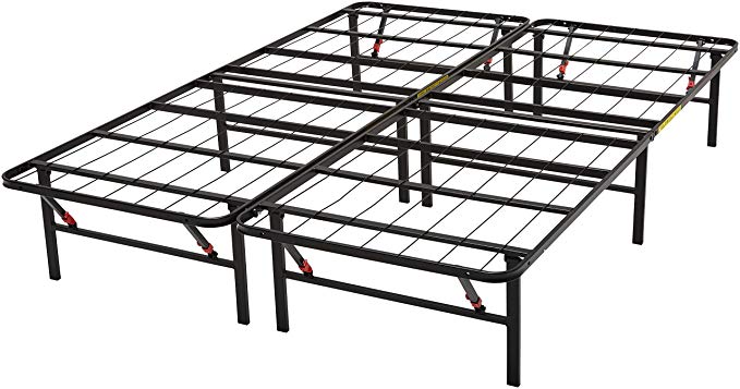 AmazonBasics Foldable Platform Bed Frame - Tool-Free Assembly - Under-Bed Storage -Queen (Renewed)