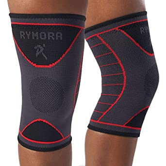 Knee Support Brace Compression Sleeves for Men and Women (Grey) (Pair) (Medium) [M] - for Ligament Injury, Joint Pain Relief, Running, Arthritis, ACL, MCL, Sport