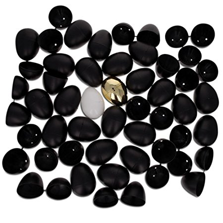 2.25" Set of 46 Blackboard Black Plastic Eggs   1 Gold & 1 White Plastic Easter Egg