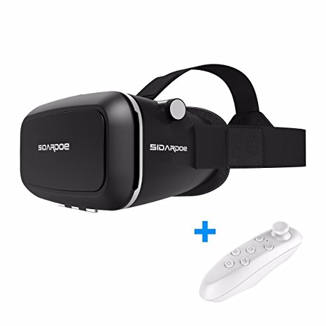 SIDARDOE 3D VR Glasses, Virtual Reality Headset with Bluetooth Remote Controller, Watching 360 Degree Panoramic Videos and 3D Movies, Playing Immersive Games for Android and IOS Within 4 to 6 Inches
