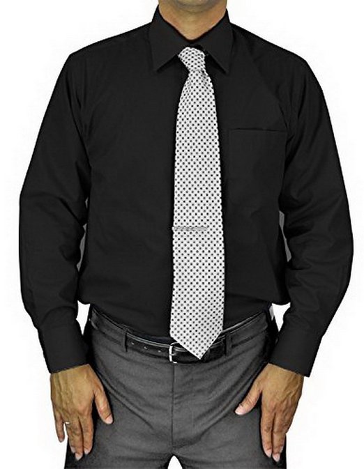 Moda Di Raza Men's Dress Shirt Italian Style Long Sleeve Cotton Polyester Blend