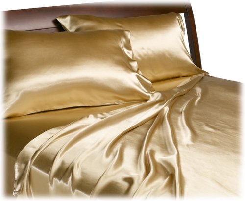 Divatex Home Fashions Royal Opulence Satin Queen Sheet Set, Gold