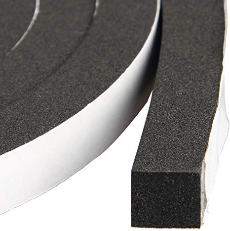 High Density Foam Tape Waterproof Sealing Strip CR Strips Neoprene Single-Sided Adhesive EVA Seal 1/2'' X 1/2'' X 13Ft