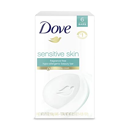 Dove Beauty Bar More Moisturizing Than Bar Soap Sensitive Skin Effectively Washes Away Bacteria, Nourishes Your Skin 3.75 oz 6 Bars