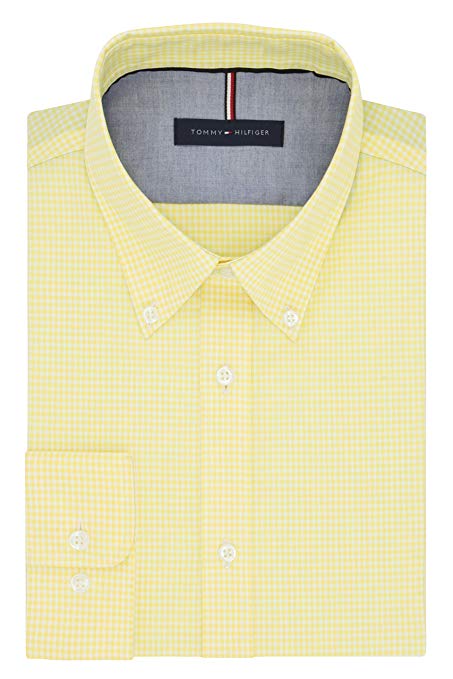 Tommy Hilfiger Men's Non Iron Slim Fit Gingham Buttondown Collar Dress Shirt