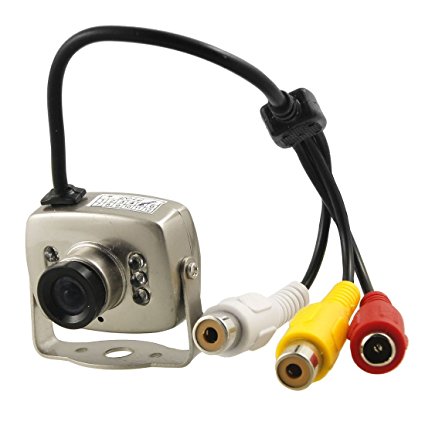 Security CCTV Gray 6 LEDs RCA Wired Mini Camera w Support
