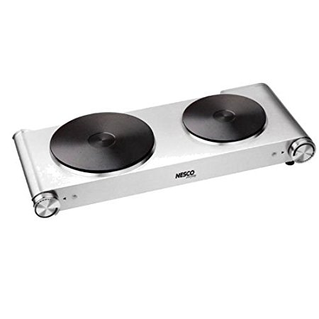 Nesco DB-02 Stainless Steel Double Electric Burner, 1800-watt