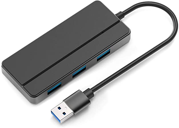 USB Hub, Aiibe 4-Ports USB 3.0 Data Hub Ultra Slim Portable USB Converter Powered USB Hub 3.0 for Laptop, MacBook, PC, Mobile HDD, Mulitple Devices (Black)