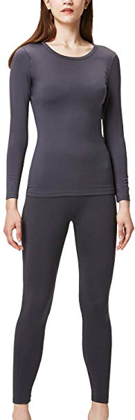 DEVOPS Women's Thermal Heat-Chain Microfiber Fleece Underwear Baselayer Top & Bottom (Long Johns) Set