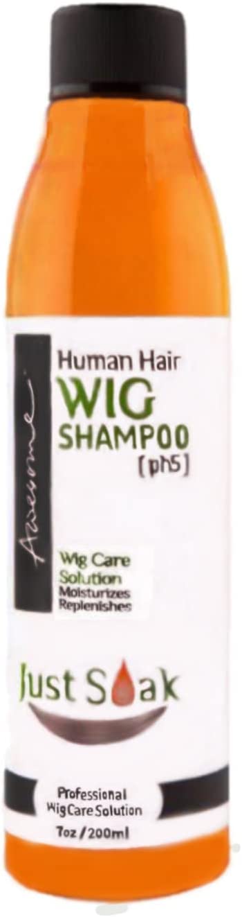 Awesome Human Hair Wig Shampoo [pH5][7 fl oz] Prolongs the life of your wigs, Promotes Silkiness & Shine, Prevents Dryness, Adds Body & Volume, Moisturizes, Replenishes, Revitalizes your Wigs, Provides that Freshness Feeling Just Soak