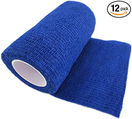 Cohesive Bandages Vet Wrap, Blue, 7.5 cm x 4.5 m, 12 Count (Pack of 1)