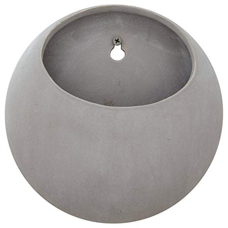 Rivet Round Wall Mount Planter, 7.75"H, Modern Earthenware, Grey