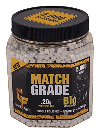 GameFace 5000 Count Match Grade White Airsoft BBs, 0.20gm