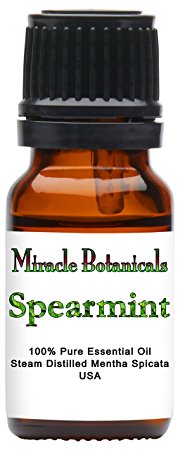 Miracle Botanicals Spearmint Essential Oil - USA - 100% Pure Mentha Spicata - Therapeutic Grade - 10ml