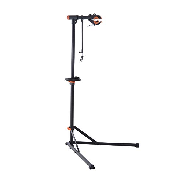 HOMCOM Adjustable Pro Bicycle Repair Stand with Tool Box Cycle Bike Maintenance Workstand Black