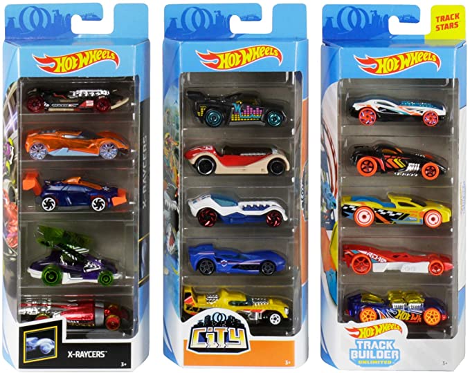 Hot Wheels Track Bundle with Hot Wheels City Track Builder X-Raycers 5-Pack 1:64 Scale Die-Cast Cars Collectors of All Ages Colorful Graphics Exclusive Great Gift Idea 3 years and older