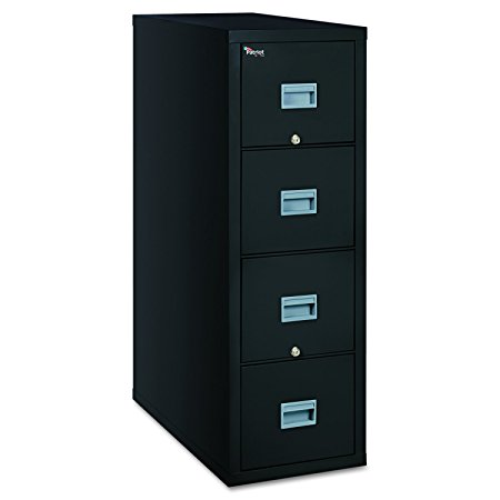 FireKing Patriot 4P2131-CBL One-Hour Fireproof Vertical Filing Cabinet, 4 Drawers, Deep Legal, 21" W x 31" D, Black, Made in USA