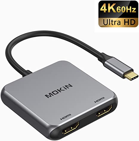 USB C to Dual HDMI Adapter, USB C to HDMI Adapter, Type C/Thunderbolt 3 to Dual HDMI Display 4K, USB C Hub to Dual HDMI Compatible MacBook/MacBook Pro,Surface,LenovoYoga,Dell XPS,Surface Book 2