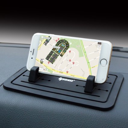 IPOW New Silicone Pad Dash Mat Cell Phone Car Mount Holder Cradle Dock For Phone Samsung S5S4S3iPhone 455s66Splus and GPSBlackTable PC Holder