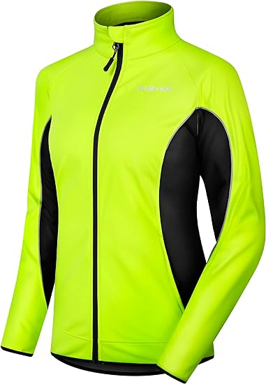 INBIKE Women's Cycling Jacket Biking Running Windbreaker Thermal Fleece Lined Reflective Coat for Cold Weather Winter