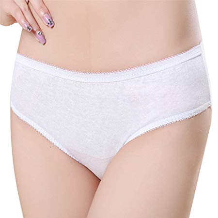 Women's Disposable Underwears - WoodyKnows Cotton Regular Briefs Panties Undies for Travel, Individually Wrapped Packages, Medium, 5 Pieces