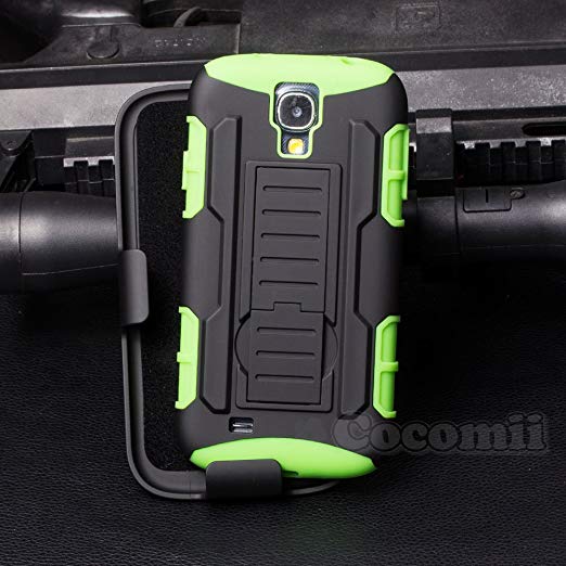 Galaxy S4 Active Case, Cocomii Robot Armor NEW [Heavy Duty] Premium Belt Clip Holster Kickstand Shockproof Bumper [Military Defender] Full Body Dual Layer Rugged Cover For Samsung I537 I9295 (Green)